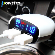 Dual USB Car Charger 5V 3.4A Car Voltage Diagnostic LED Screen Car Charging Adapter 2.4A+1A Charge For Mobile Phone Charger