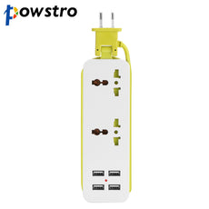 POWSTRO EU Plug 4 USB Socket Outlet Portable Travel Power Strip Surge Protector Smart Wall Charger for PC Tablet Phone