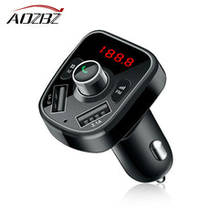 Aozbz Car Audio mp3 player FM transmitter modulator Car Bluetooth FM With Charger 3.1A Dual USB TF Slot black DC 12/24V Car fm