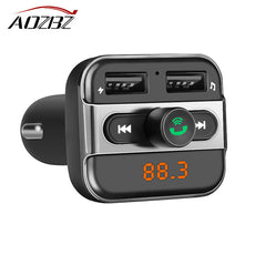Aozbz Car Audio mp3 player FM transmitter wireless modulator Car Bluetooth Handsfree With Charger 3.4A Dual USB TF Slot black