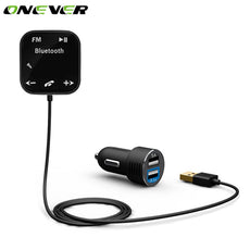 Onever A2DP Car Kit Wireless Bluetooth FM Transmitter MP3 Player 3.5mm Audio AUX TF card Slots+Dual USB Car Charger+Magnetic