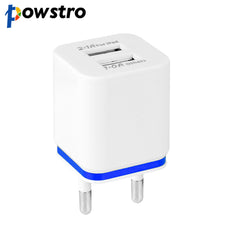 POWSTRO USB Wall Charger Travel Dual 2Ports Adapter For iPhone Samsung iPad Android Phone Charger US Plug or EU Plug 1A 2.1A