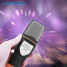 FORNORM 3.5mm Stereo Condenser Sound Recording Microphone with Shock Mount for Radio Braodcasting Singing Black