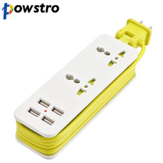 Powstro Home Office Protector With 4 USB Charger 2 Universal AC Plug Multi-Outlet Travel Power Strips Cable 1.5m EU Plug