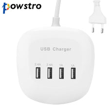 Powstro 4 USB Ports EU Plug Fast Charger Universal Potable 5V 4A Wall Charger Travel Adapter for Smartphone Pad Huawei