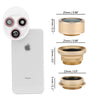 Cell Phone Camera Lens Kit 4 in 1 Clip-on Camera Lens Mobile Phone Lens Polarizer 198 ° Fish Eyes 0.63x Wide-Angle Lens + Macro Rotation Switch Universal Lens