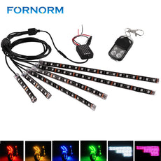 6pcs Motorcycle LED Neon Strip LampGlow Light RGB 72 LEDs 5050 SMD Voice Control Static Colors Flash Fade Strobe ON OFF Model