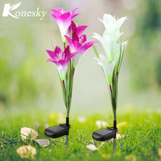 2pcs 4 LED solar powered lawn Lily lights waterproof IP 65 Flower Decoration for home Garden Landscape Lawn Christmas Valentine