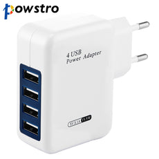 Powstro 4 Port USB Wall Charger 15.5W International Travel Adapter and Converter Smart Technology with US and EU Plug