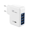 Powstro 4 Port USB Wall Charger 15.5W International Travel Adapter and Converter Smart Technology with US and EU Plug