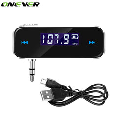Onever Wireless Mini FM Transmitter Car MP3 Player LCD Display 3.5mm In-car Music Audio Transmitter Modulator For Mobile Phones