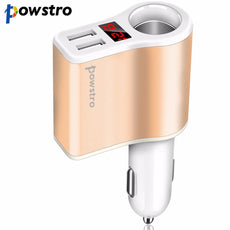 Powstro Auto 3.1A Dual USB Car Charger For iPad iPhone Samsung One Way 12V-24V Car Cigarette Lighter Socket Adapter Charger