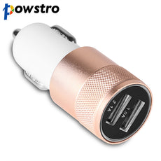 Powstro Universal Aluminium Dual USB Car Charger 12-24V 2.1A Vehicle Charger for iPhone 5 6S ipad Samsung Galaxy S4 S5 Tablet