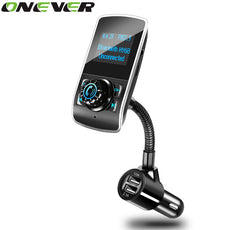 Onever Brand Bluetooth Car FM Transmitter Modulator Car mp3 Player Wireless Handsfree Music Audio with Big Screen USB For Iphone