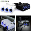 Onever Car Cigarette Lighter Splitter Hub Dual USB Ports Charger 12v Car Cigar Lighter Three Socket Car Charger With Switch