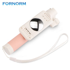 FORNORM Universal Mini Selfie Stick With Mirror Wired Silicone Button Handle Monopod  For iPhone 7 6 Samsung Huawei Xiaomi Stick