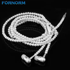 FORNORM Pearl Necklace In-ear Earphone Stereo Magnetic Design 3D surround sound Hands Free Earbuds With HD Mic