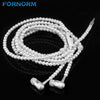 FORNORM Pearl Necklace In-ear Earphone Stereo Magnetic Design 3D surround sound Hands Free Earbuds With HD Mic