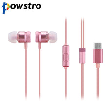 Powstro Type C In-Ear Metal Earphone Stereo Audio Wired Control With MIC USB Plug For Xiaomi Letv LeEco max2 Pro3 Mp3 Mp4