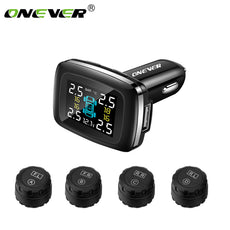 Onever Car TPMS Wireless Digital Tire Pressure Monitoring System with LCD Monitor Auto Security Alarm Systems Tyre Pressure