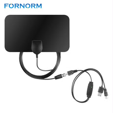 FORNORM 1080P Digtial HDTV Antenna 25 Miles Without Amplifier Range Indoor Flat TV Antenna with Coaxial Euro Adapter