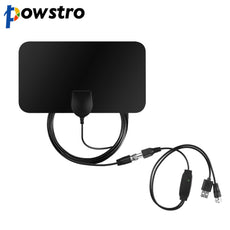 FORNORM 1080P HDTV Antenna Range 50 Miles Flat TV Antenna with Coaxial Euro Adapter for Indoor & USB Powered Amplifier