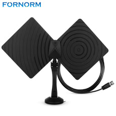 FORNORM Rotatable 360 Degree 1080P HDTV Antenna 50 Miles Range Indoor Flat TV Antenna with Coaxial Euro Adapter & Bracket