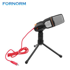 FORNORM 3.5mm Jack Audio Condenser Microphone Mic With Holder Clip Studio Sound Recording Wired Microfone With Stand