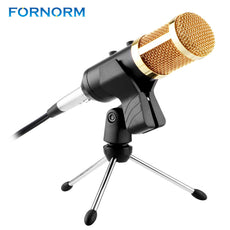 FORNORM Professional USB Condenser Microphone with Tripod Stand for Computer Audio Studio Vocal Recording KTV Adjustable volume