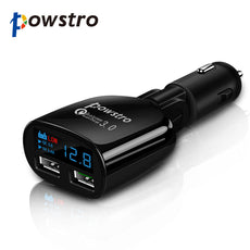 POWSTRO Dual USB Quick 3.0 Car Charger Rotatable Charging with Voltmeter Support Low Voltage Alarm  for Samsung Galaxy S6