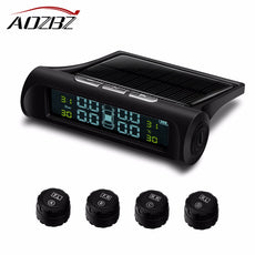 AOZBZ Car TPMS Tire Pressure Monitoring System Solar Power charging Digital LCD Display Auto Security Alarm Systems 4 Sensors