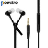 Powstro 3.5mm Earphone Metal Zipper In-Ear Bass Stereo Wired Sports Fashion with Microphone for Samsung iPhone Sony LG Xiaomi