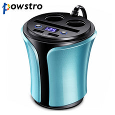 Powstro Dual USB Car Charger Cup 5V 3.1A Mobile Charger Cup Splitter 140W 2 Cigarette Lighter Socket  12-24V for Phone Tablet