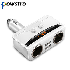 Powstro Dual USB Car Charger LED Car Cigarette Lighter Power Socket Charger Adapter 3.1A With 2 Port Cigarette Lighter