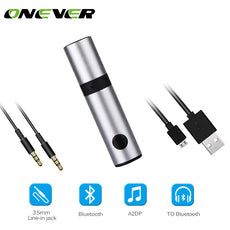 Onever Mini Wireless Bluetooth Car Kit Hands free 3.5mm Jack Bluetooth Audio Receiver Adapter AUX with Mic for Speaker Headphone