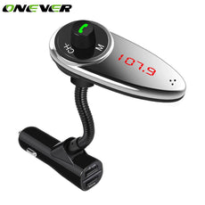 Onever Rotatable Bluetooth Car Kit Audio Transmitter FM Transmitter USB Smart Charger with Voltmeter Support U Disk/TF Card Read