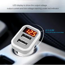 Powstro 2.1A Dual USB Car Charger Voltage Current Display Charger DC12-24V Low Voltage Warning Car Charge For Smartphone Tablet