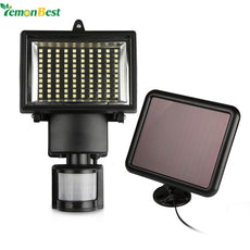 50W 100-LED Garden Solar Light with Panel Motion Sensor Waterproof Sensitivity for Outdoor Lighting Hunting Security Use
