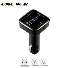 ONEVER fm transmitter modulator 3.5mm jack AUX handsfree Bluetooth Car Kit Car Audio MP3 Player with 2.1A Dual USB Car Charger