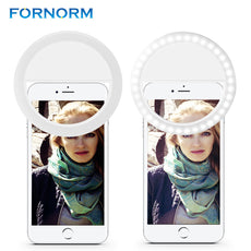 FORNORM 36-LED Smartphone Selfie Ring Light Rechargeable Fill Lights 4 Modes Srtobe Clip For iPhone 7 6 plus 6s 5s Samsung Sony