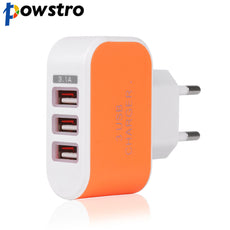 POWSTRO 3 USB Port Micro USB 3.1A Charger HUB EU US Plug Charging Adapter For Samsung Charger For iPhone For HTC All Smart Phone