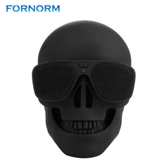 FORNORM Metallic Skull Head Shape Wireless Bluetooth Speaker Portable Stereo Rechargeable With 3.5mm Audio Input Music Player