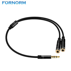 FORNORM Y Shape Audio Splitter 3.5mm Headphone Headset  Male To Female Stereo Connector Cable Connector Adapter with Microphone