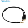FORNORM Y Shape Audio Splitter 3.5mm Headphone Headset  Male To Female Stereo Connector Cable Connector Adapter with Microphone