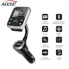AOZBZ Car LCD Bluetooth FM Transmitter Music Audio Stereo Radio Modulator Kit TF USB 2.1A with Remote Control
