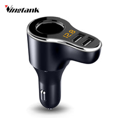 Vingtank Cigarette Lighter Socket Dual USB Car Charger Adapter Support Smart Fast Charge DC 12-24V with Volmeter High Quality