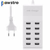 Powstro 10 USB Phone Charger HUB 60W 10A Output USB Charging Splitter IQ Charger for iPhone 8 7 6 6S Plus Samsung Tablet