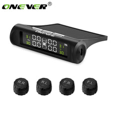 Onever Solar Power TPMS Wireless Tire Pressure Monitoring System Car Tyre Pressure Alarm System with LCD Display Auto Security