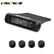 Onever Car TPMS Tyre Pressure Monitoring System Solar Power charging Digital LCD Display Auto Security Alarm Systems
