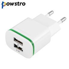 Powstro Wall Charger 2.1A EU Plug Dual USB AC Power Adapter 2 ports for iphone 5 5s 6 plus for iphone samsung htc Huawei LG